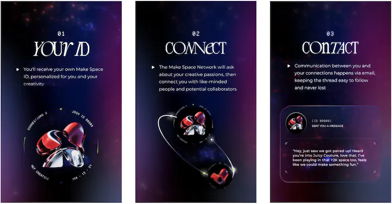 The mobile flow — You+ID, Connect, and Contact screens
